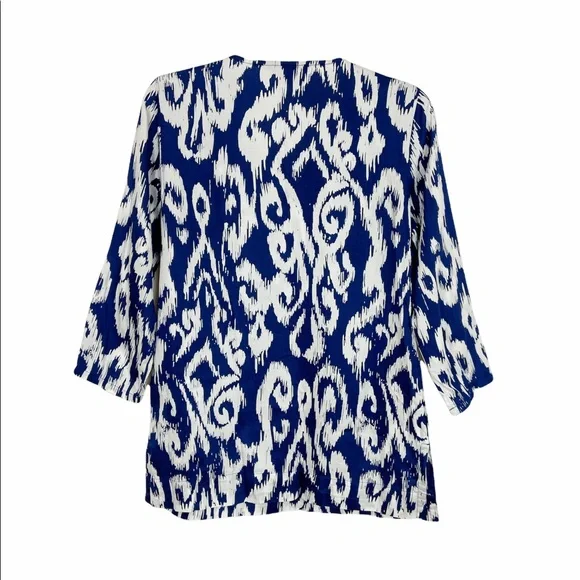 “346” Brooks Brothers Navy Blue/White Print Tunic Bead and Sequin Detail Size S - Picture 3 of 7